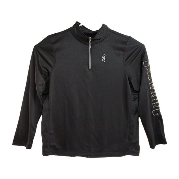 Browning 1/4-Zip Sweatshirt Men's Size XL Black Embroidered Logo Mock Neck - Picture 2 of 11